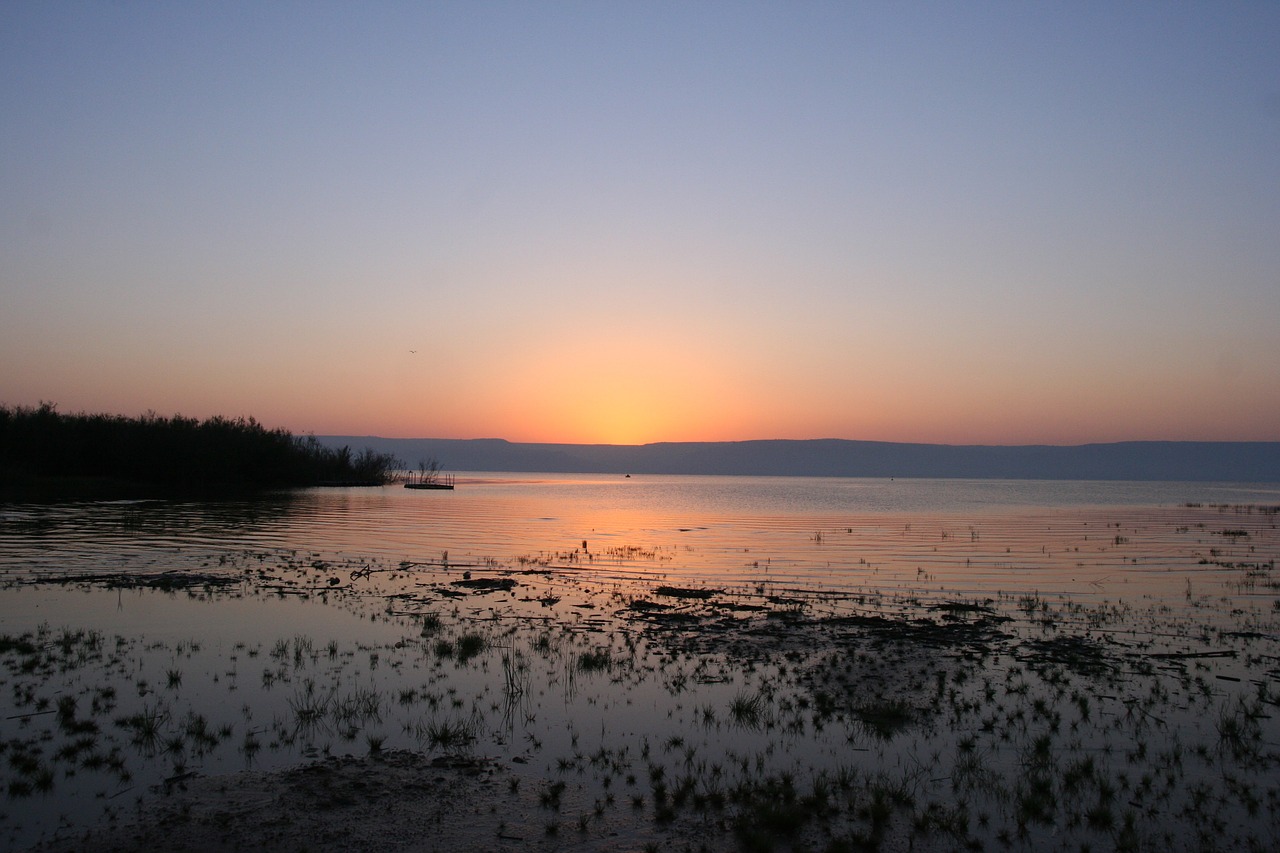 sunrise sea of galilee lake free photo