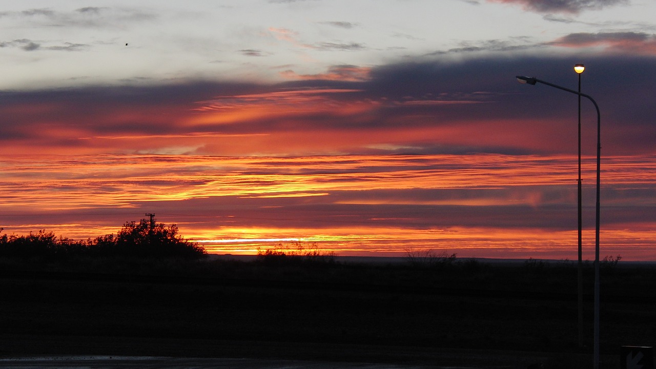 sunrise street lights new free photo