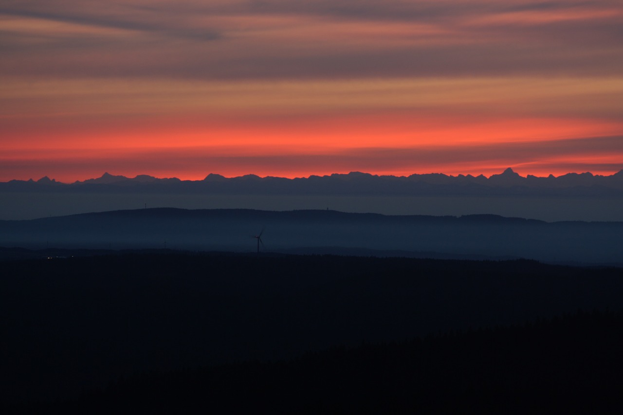 sunrise mountains black forest free photo