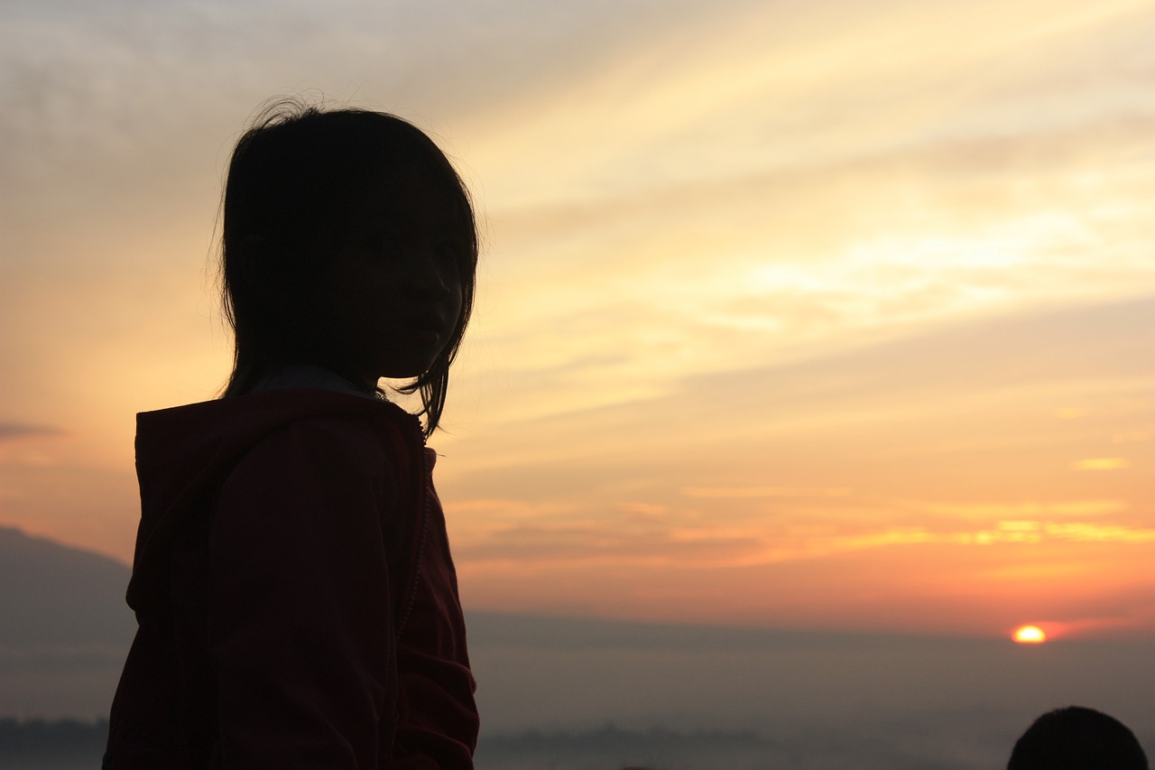 sunrise child silhouette free photo