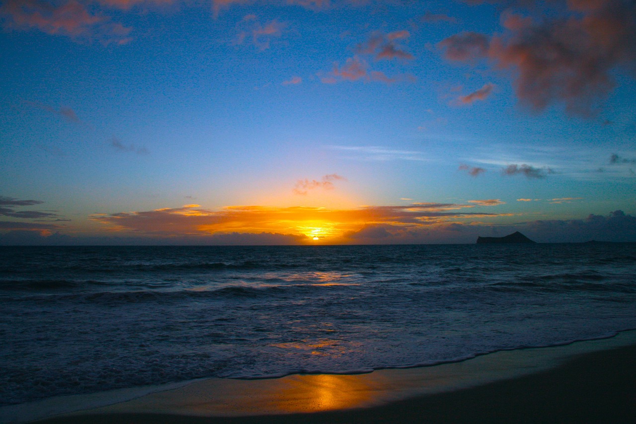 sunrise hawaii ocean free photo