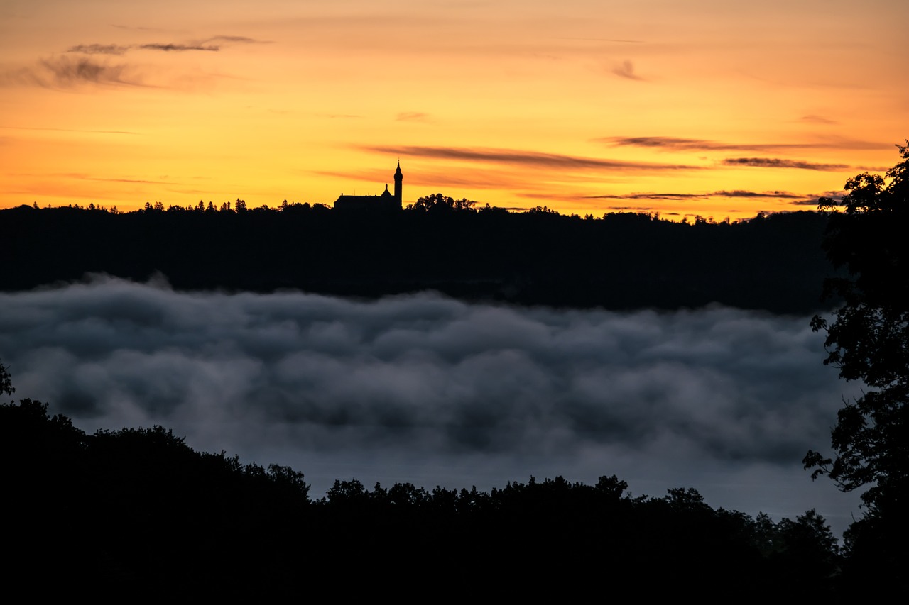 sunrise fog clouds free photo