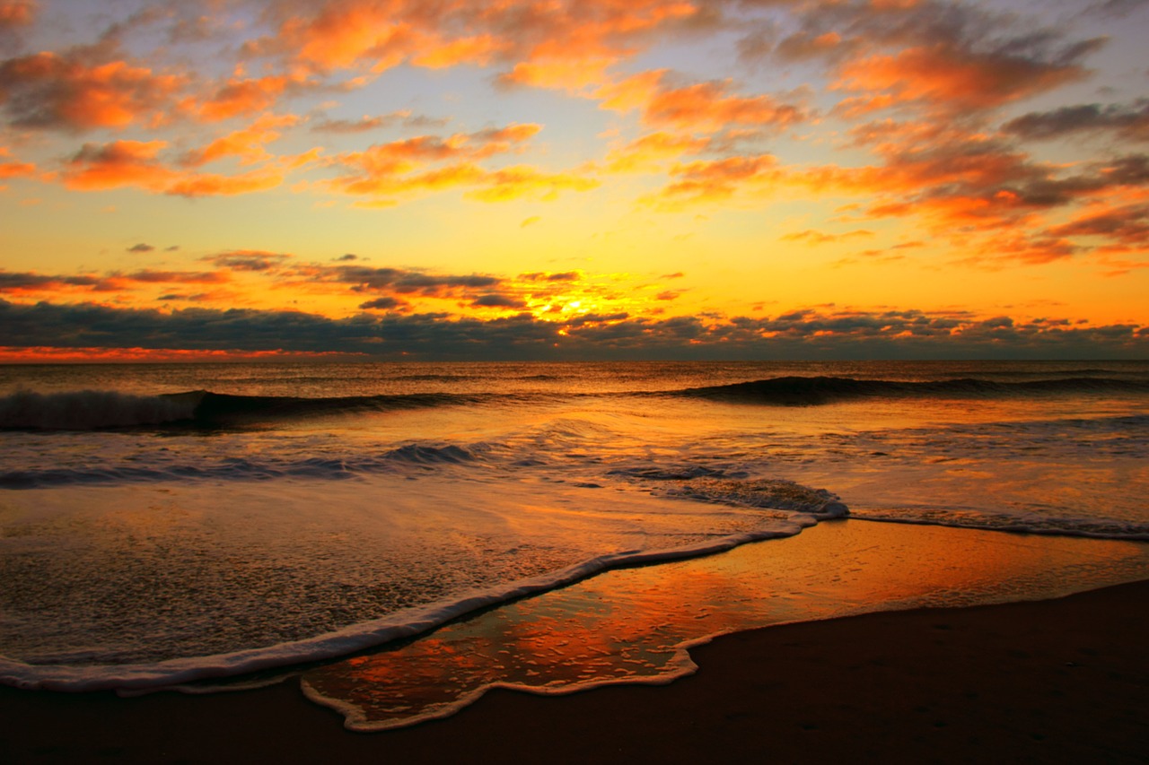 sunrise waves sea free photo