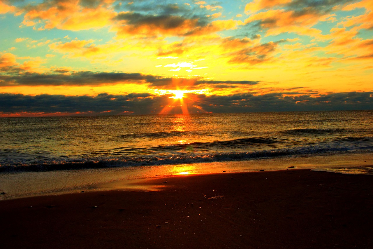 sunrise beach sun free photo