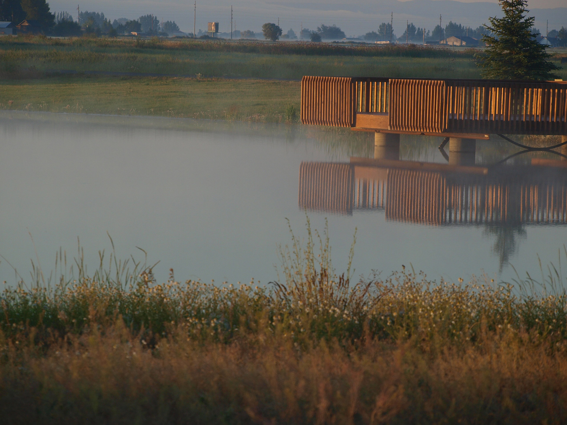 sunrise bridge lake free photo