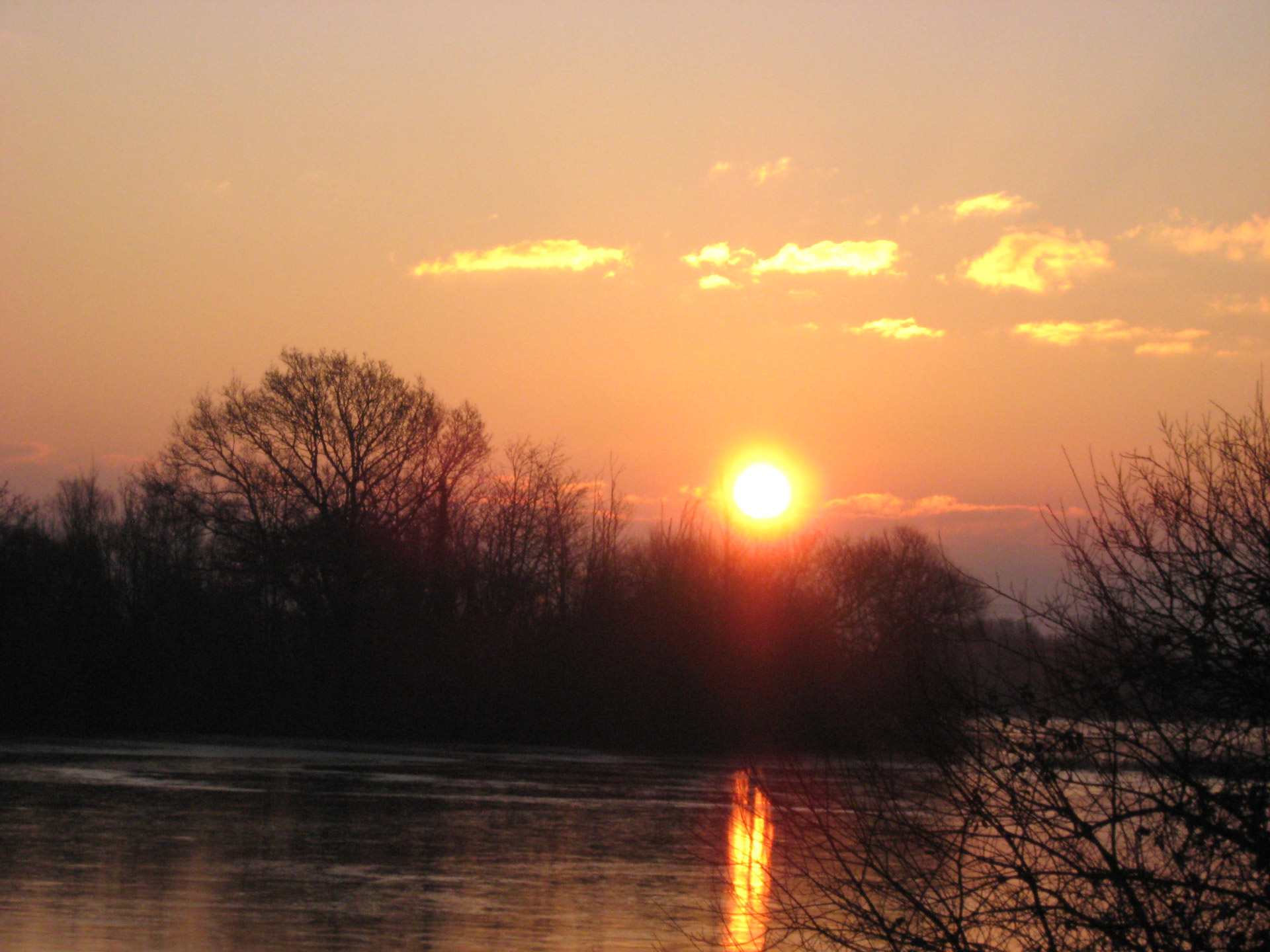 sunrise lake trees free photo