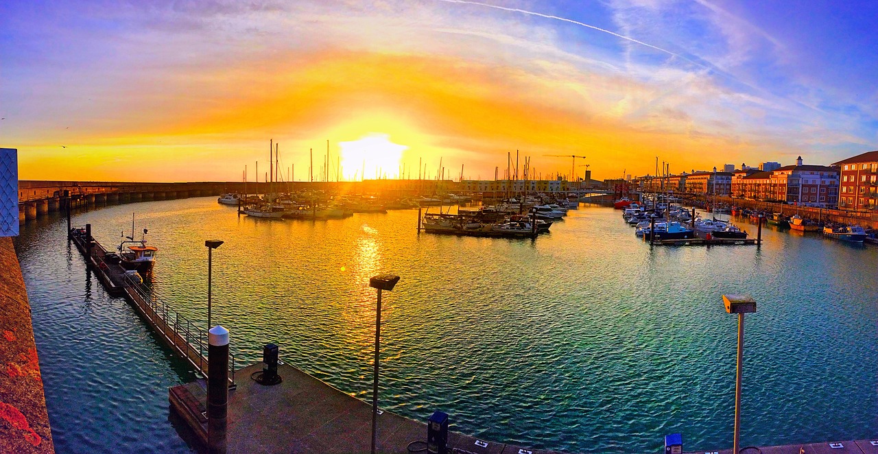 sunrise landscape boats sunset free photo