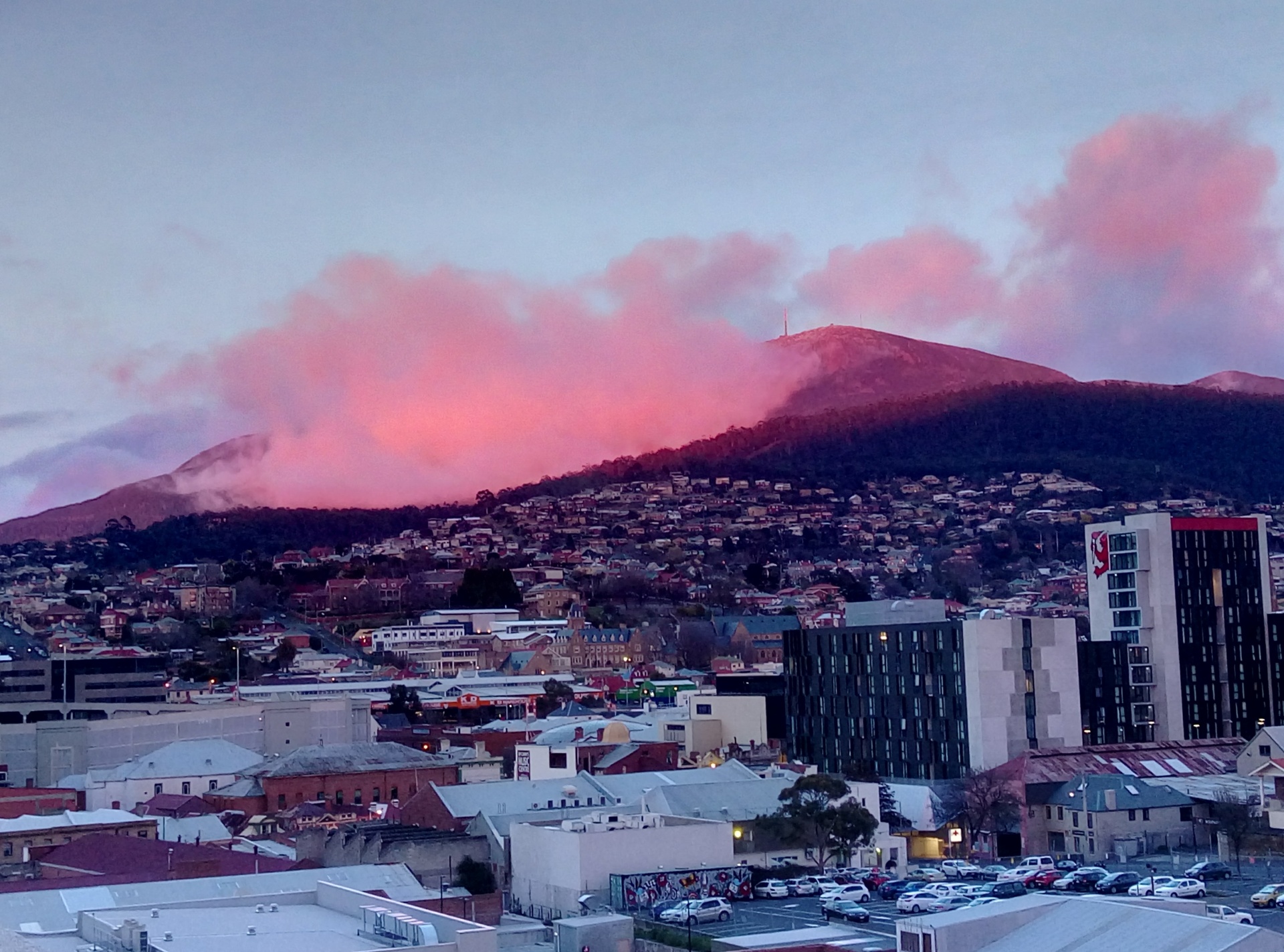 beautiful sight to see hobart tasmania sunrise on mt wellington free photo