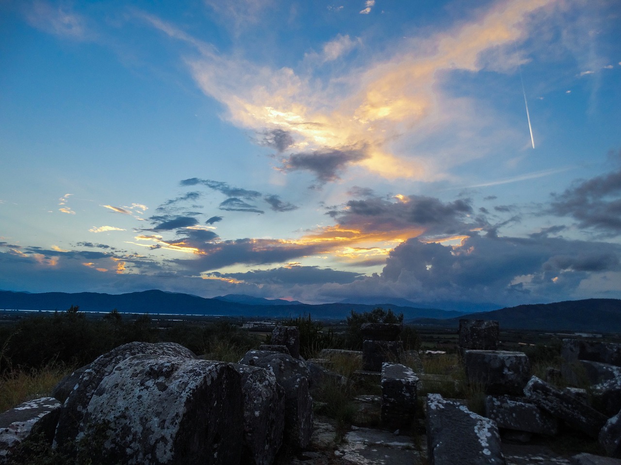 sunset greece blue free photo