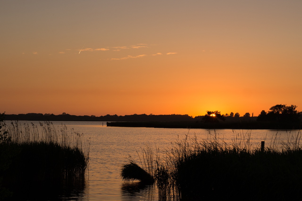 sunset lake orange free photo