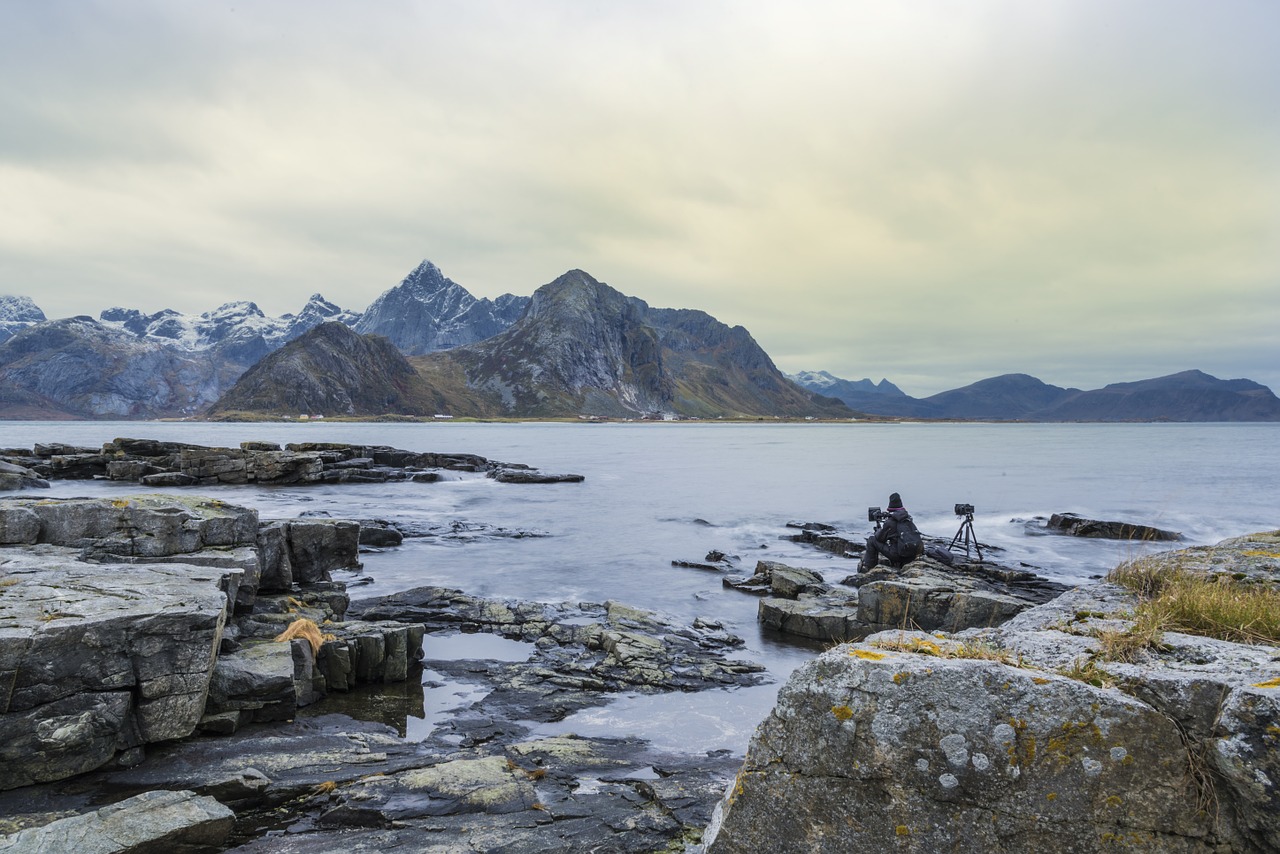 sunset lofoten boats free photo