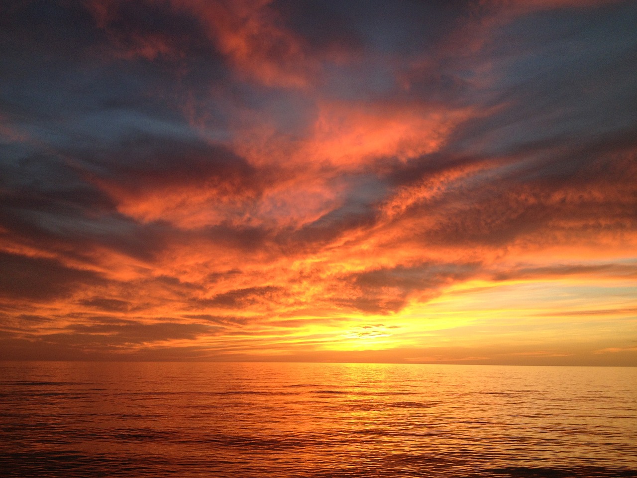 sunset red sky ocean free photo