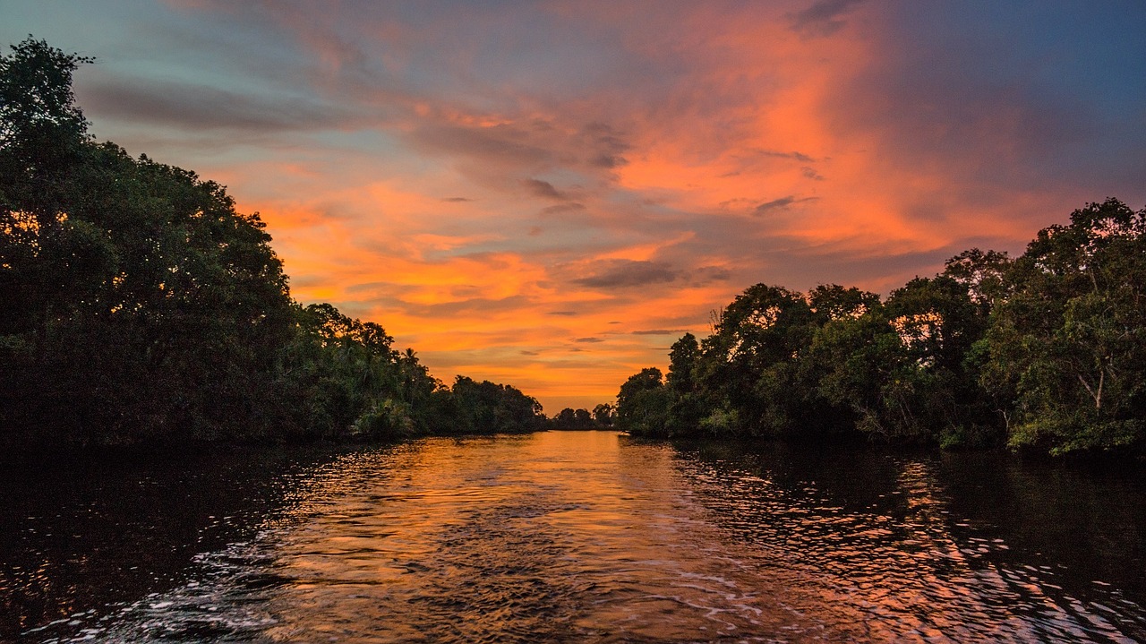 sunset river water free photo