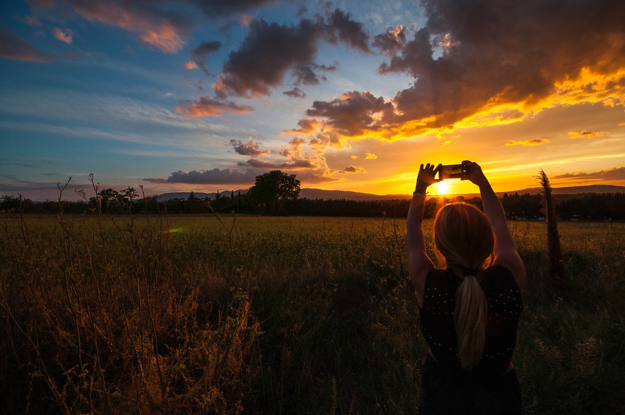 sunset girl photo free photo