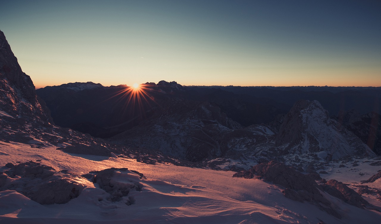 sunset dawn mountains free photo