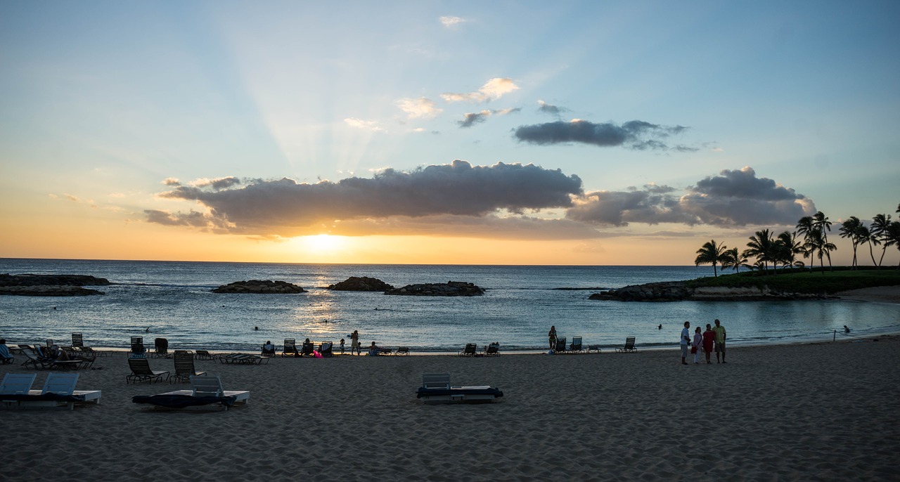 sunset hawaii sun rays free photo