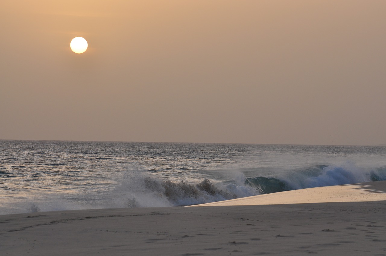 sunset waves sea free photo
