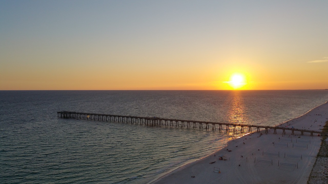 sunset panama city beach gulf of mexico free photo