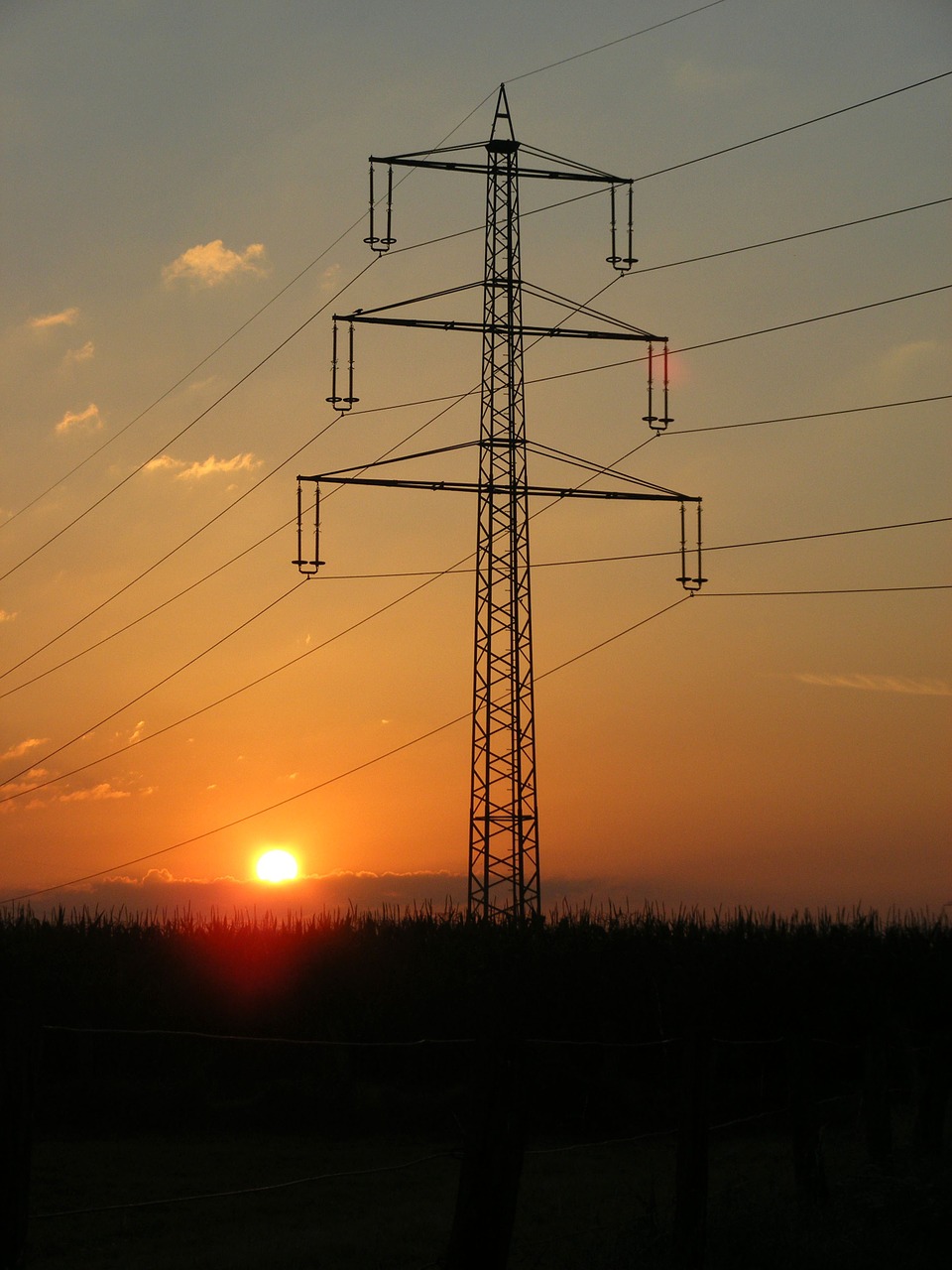 sunset sky strommast free photo