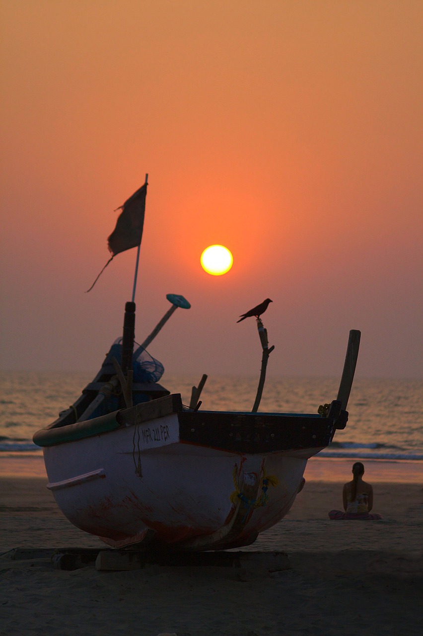 sunset ocean boat free photo