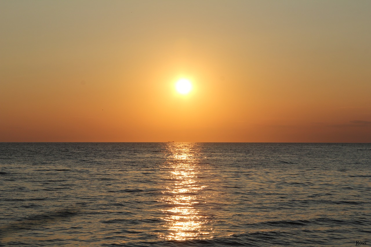 sunset sea horizon free photo