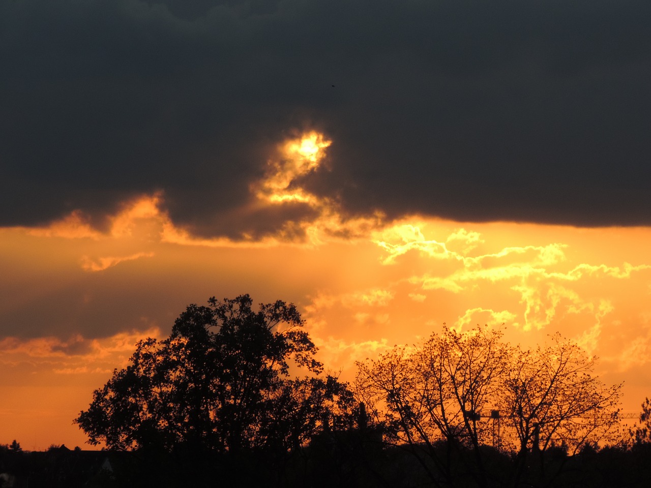 sunset evening dark clouds free photo