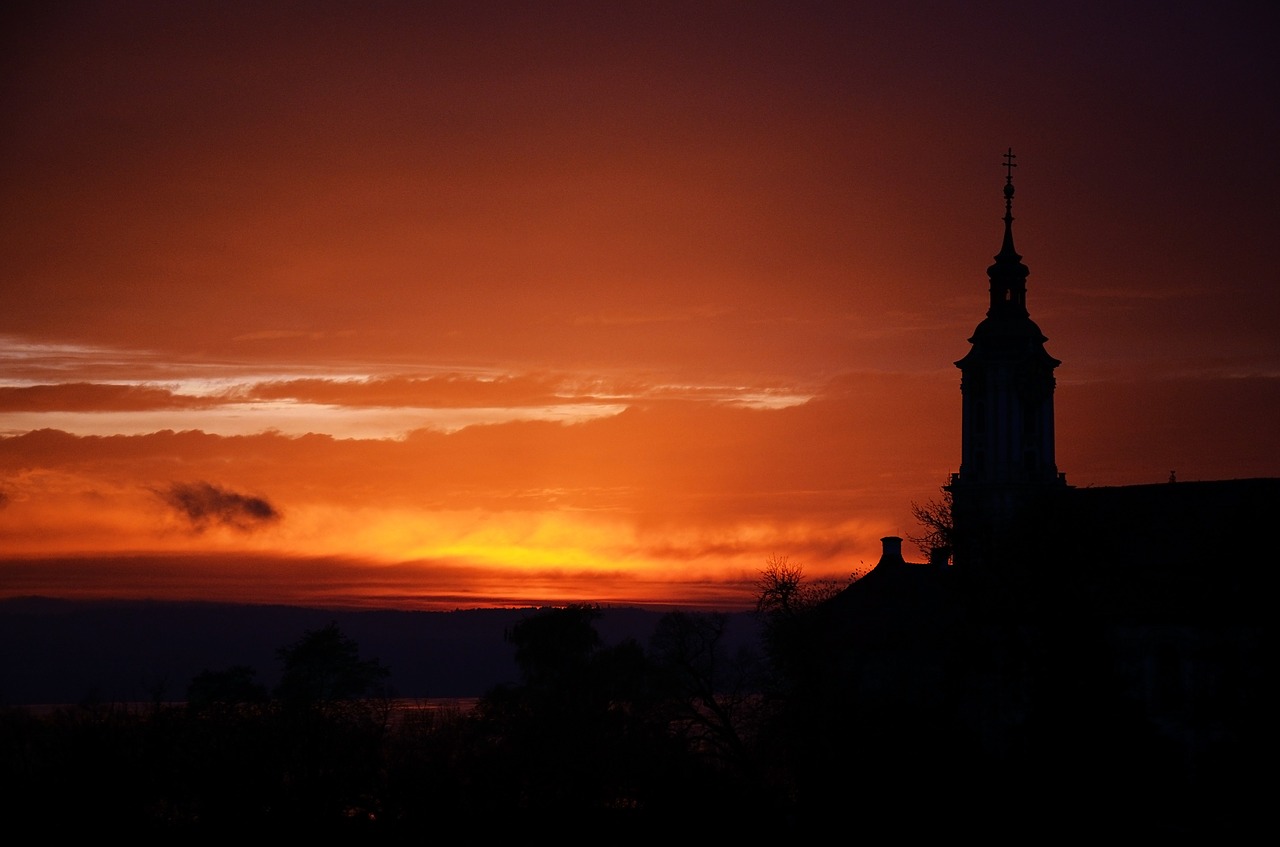 sunset church sun free photo