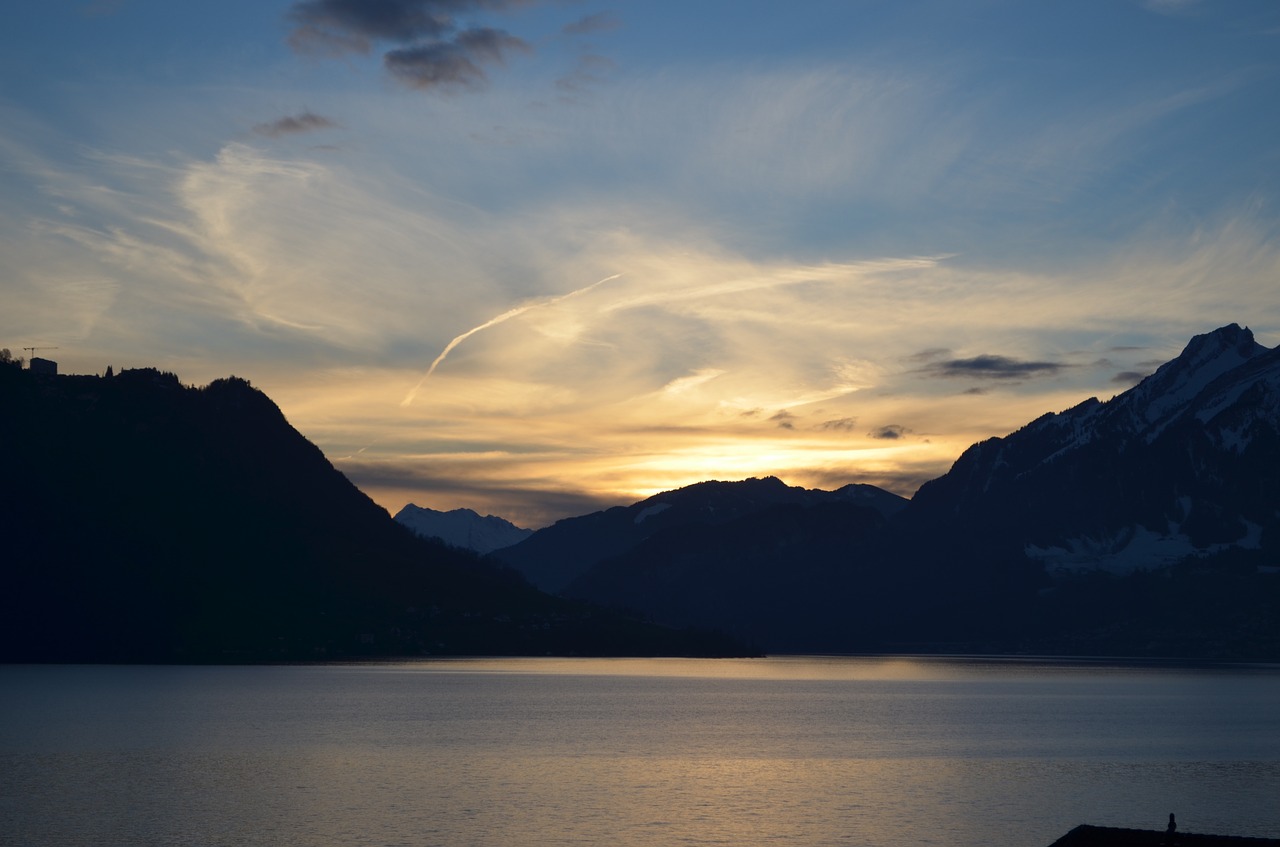 sunset mountains switzerland free photo