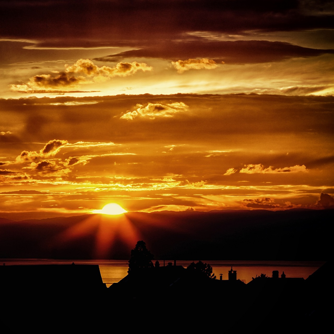 sunset landscape silhouettes free photo