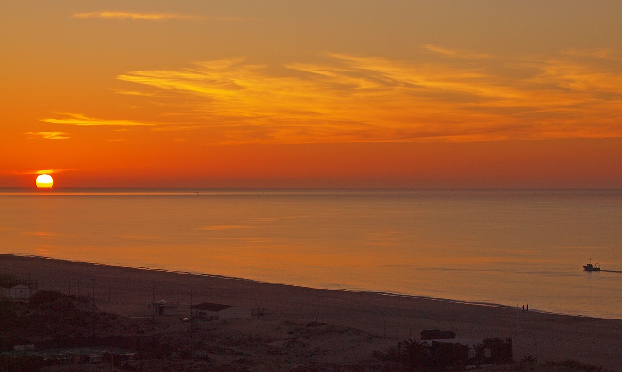 sunset algarve portugal free photo