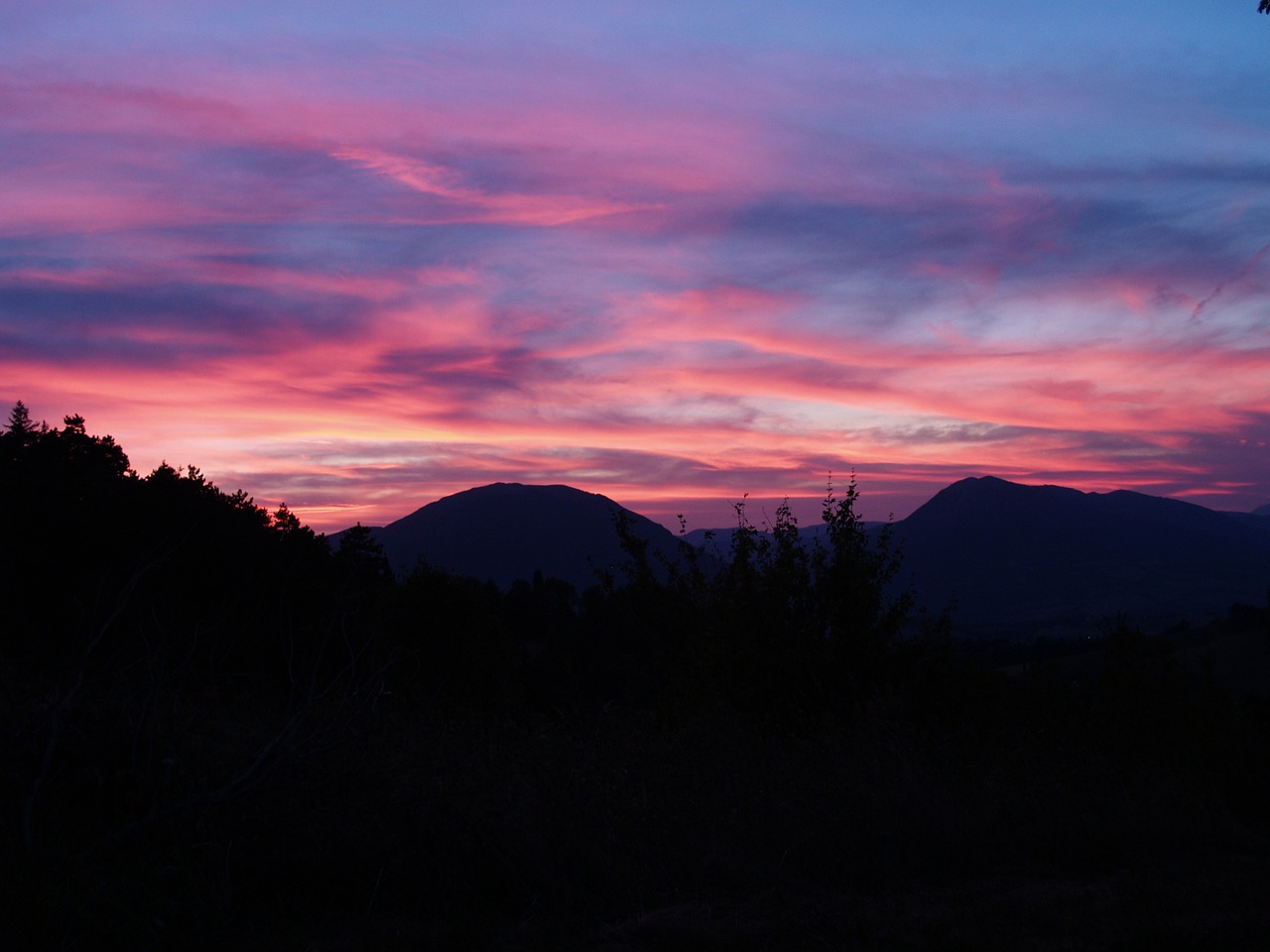 sunset mountains burning sky free photo