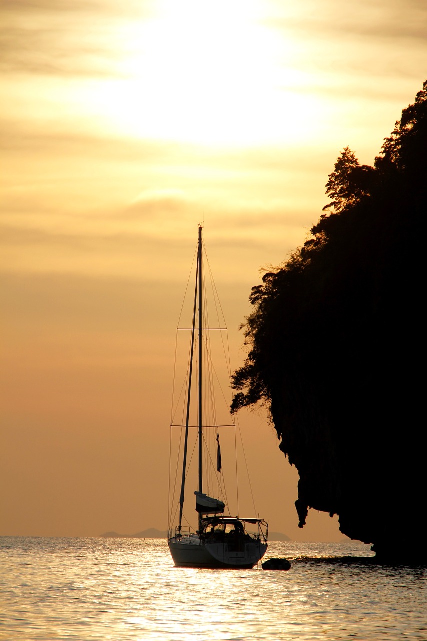 sunset boot sailing boat free photo