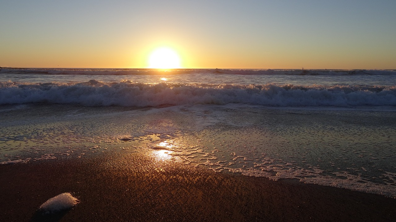 sunset ocean waves free photo