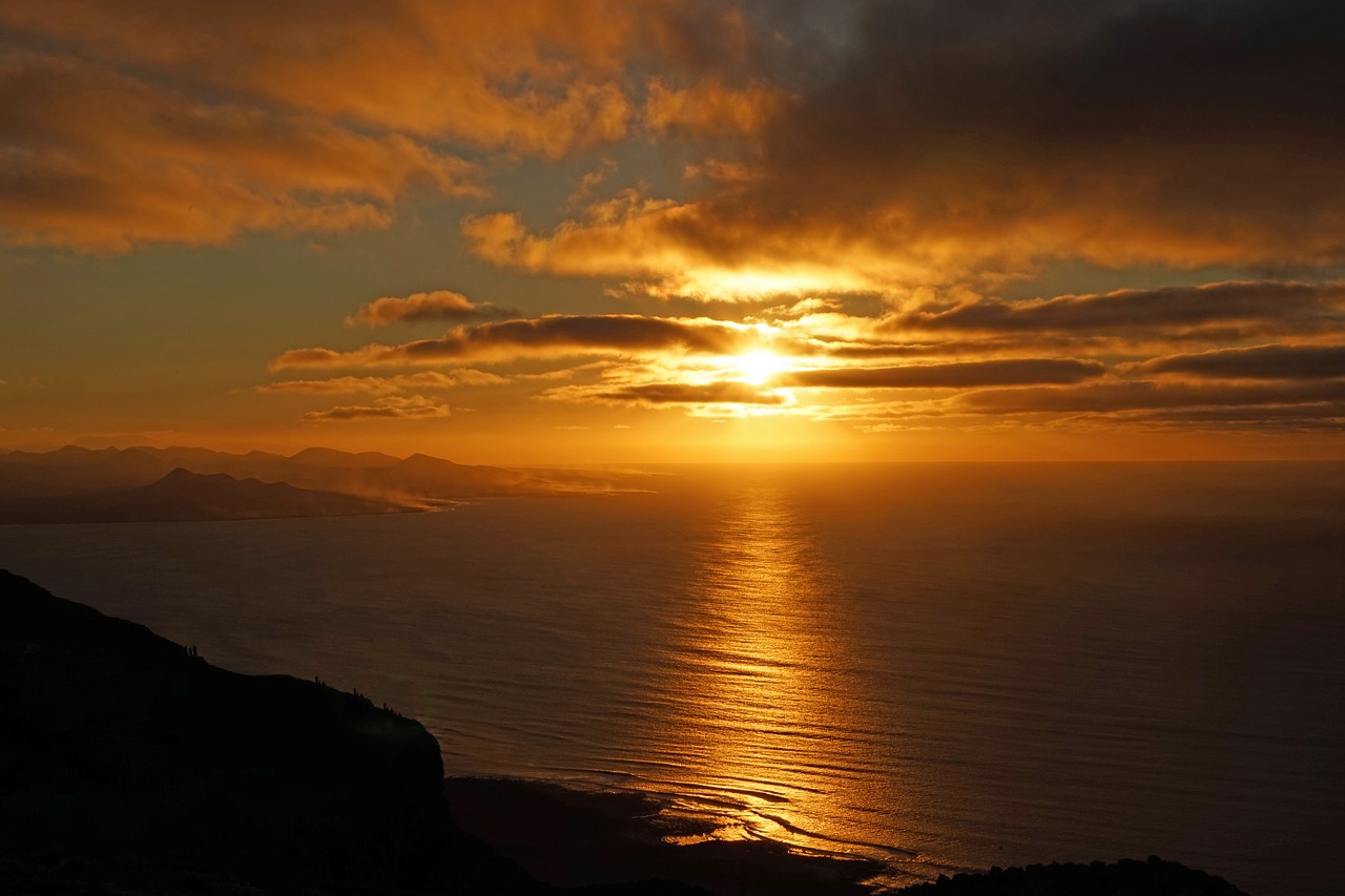 sunset lanzarote clouds free photo