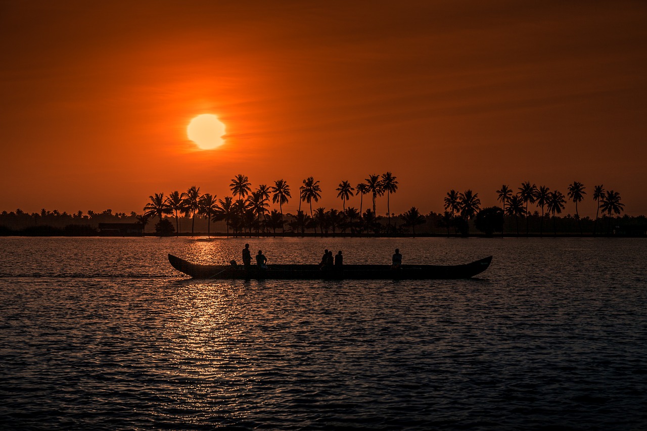 sunset kerala aleppay free photo
