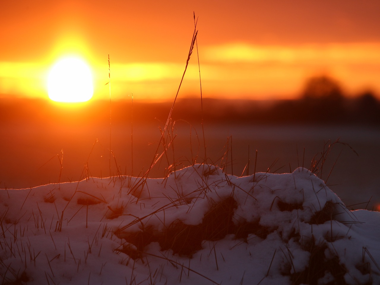 sunset winter snow free photo