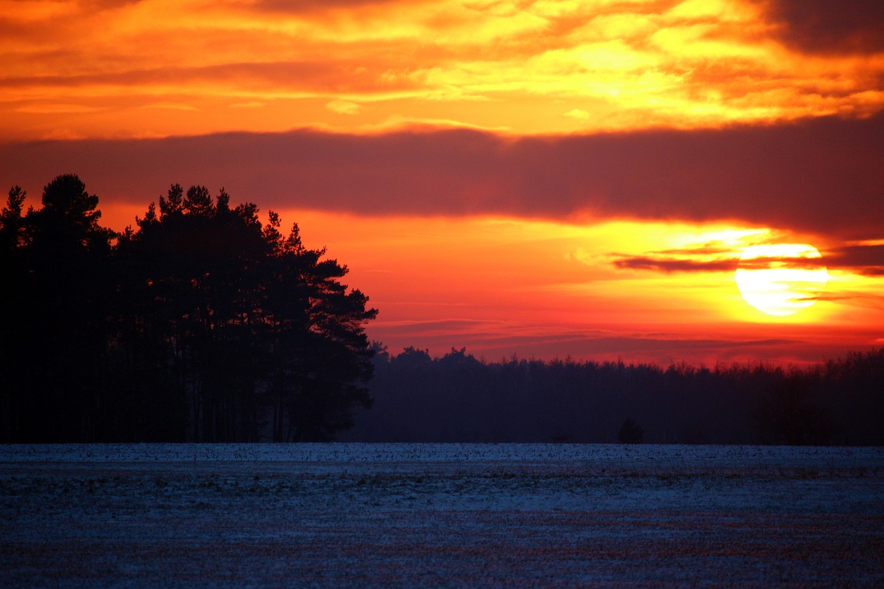 sunset winter snow free photo