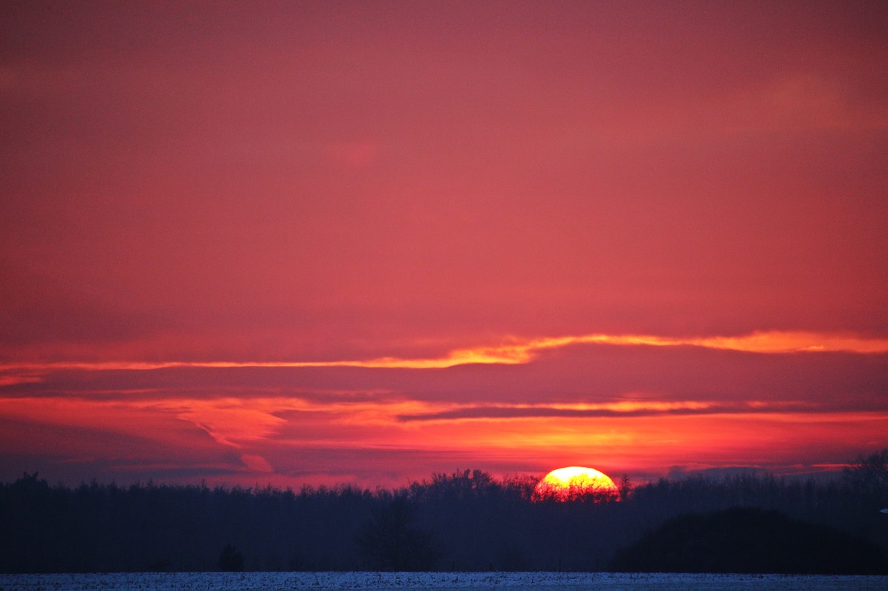 sunset snow wintry free photo