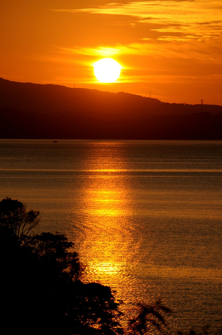 sunset sea kumamoto free photo
