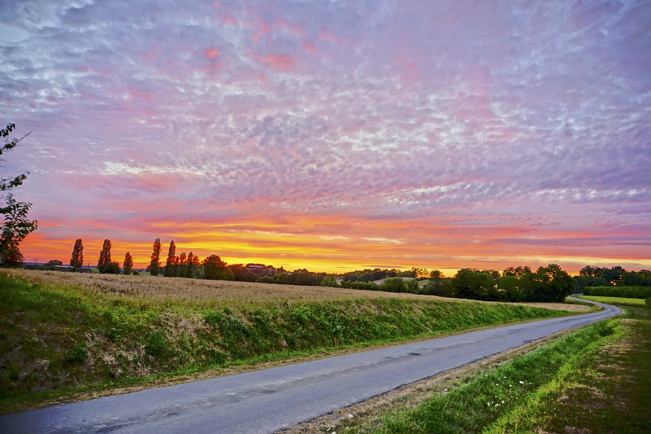 sunset france dordogne free photo