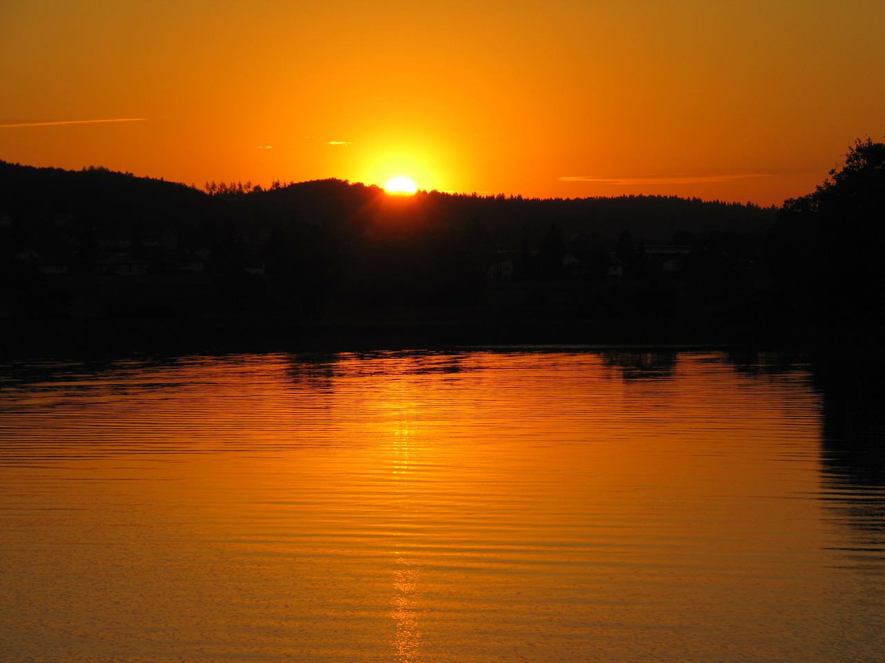 sunset nature lake hallwil free photo