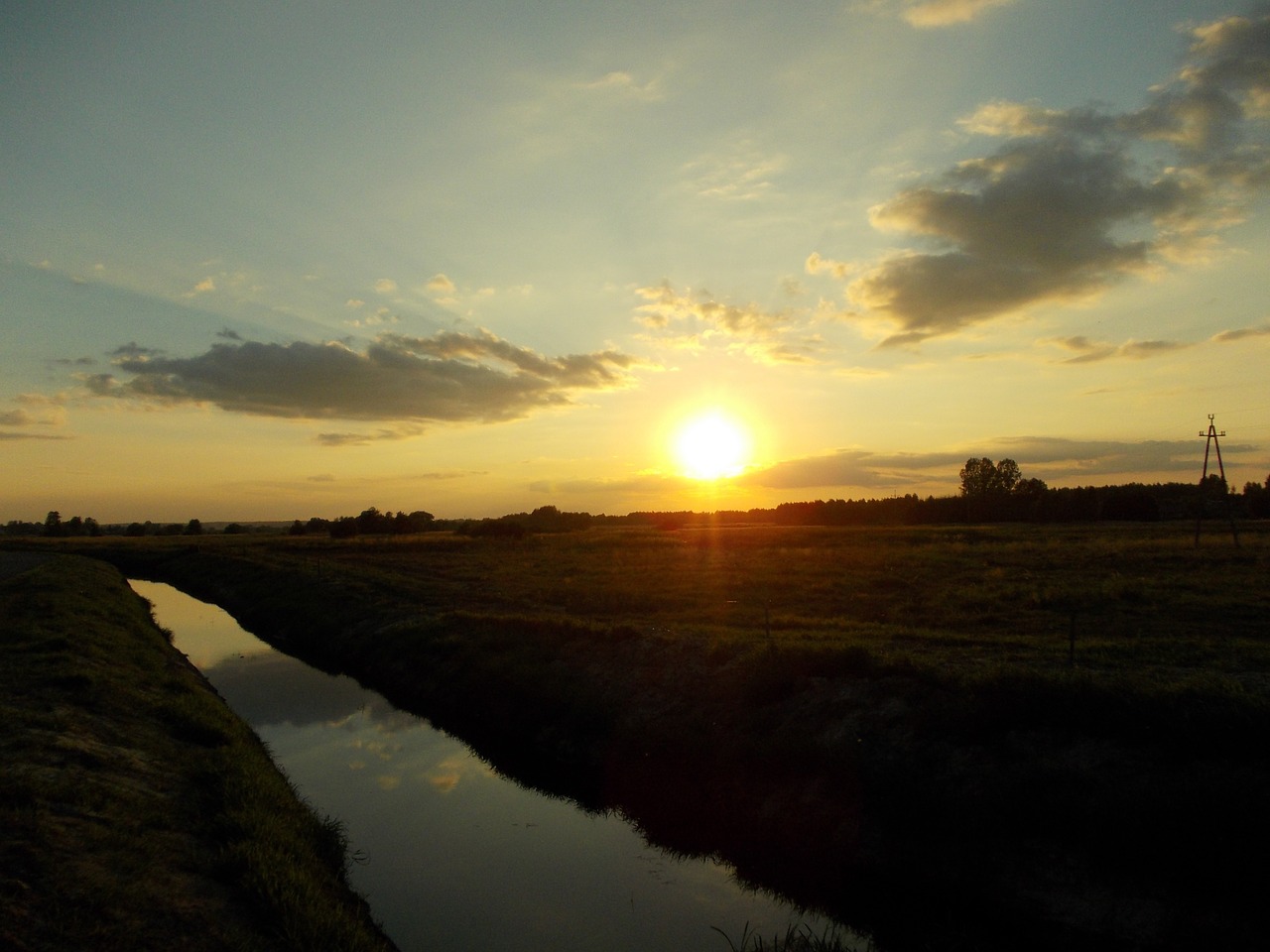 sunset river twilight free photo