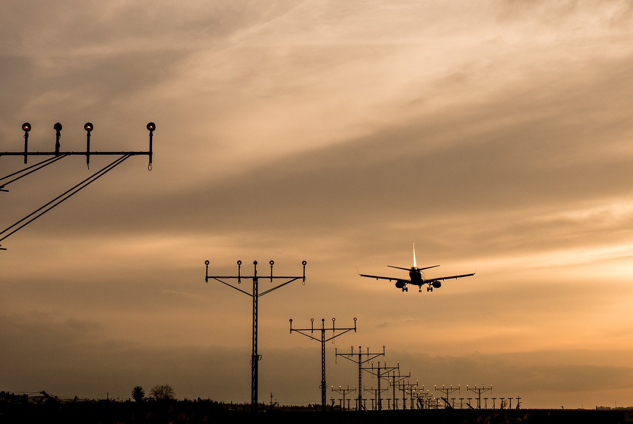 sunset airport orange free photo