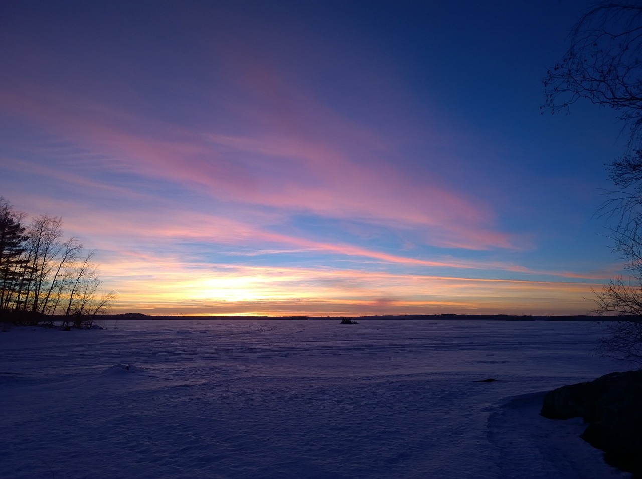 sunset ice landscape free photo