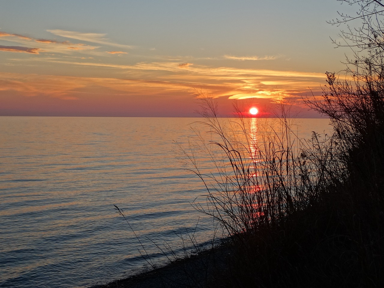 sunset lake water free photo