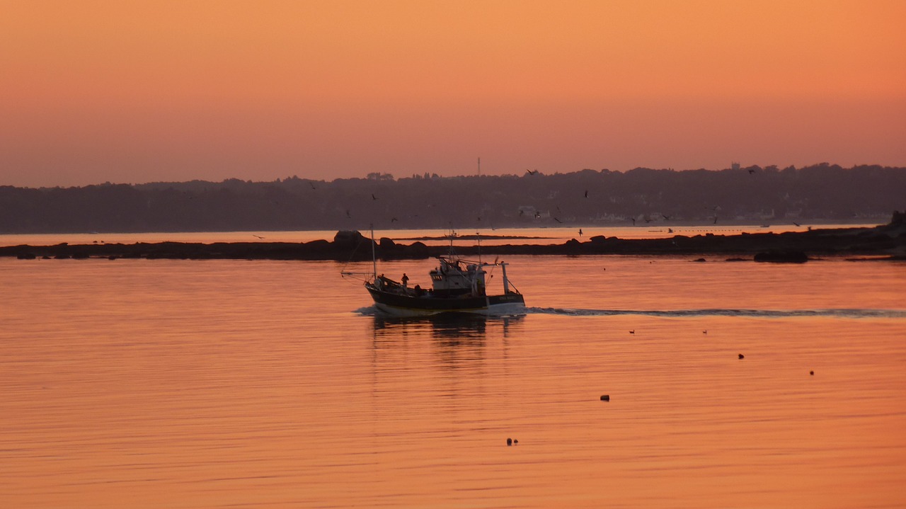 sunset sea brittany free photo