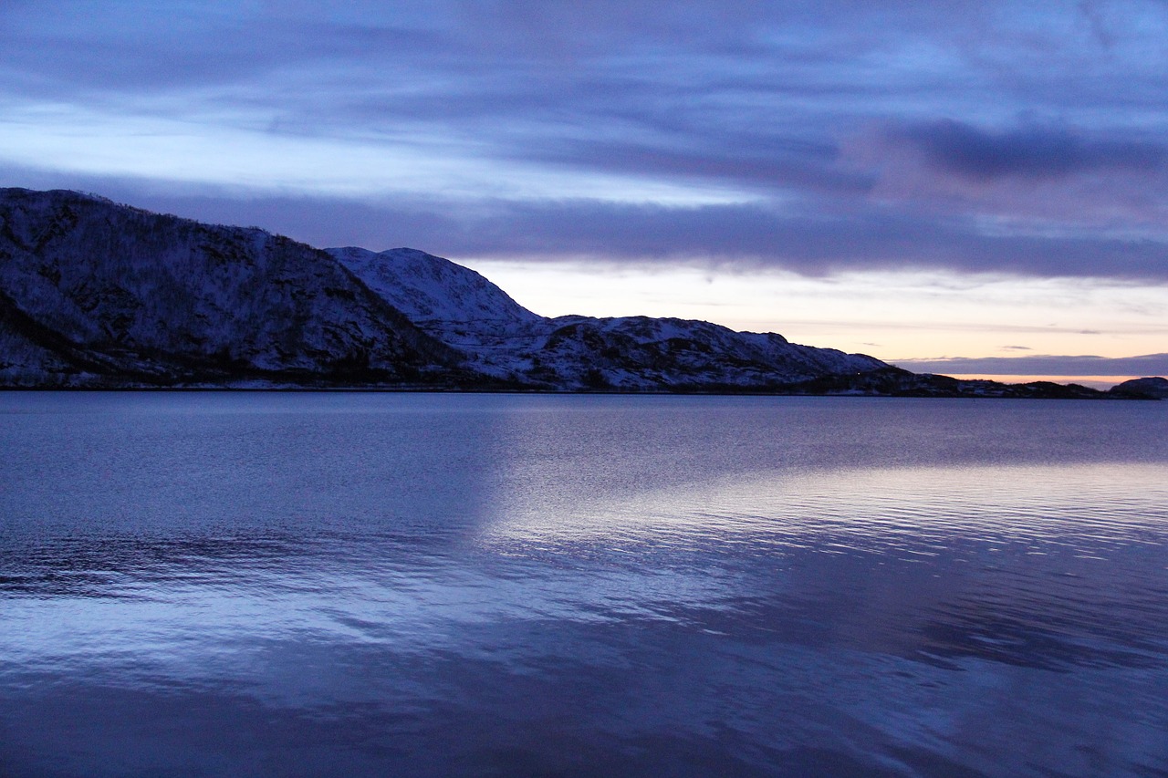 sunset fjord ocean free photo