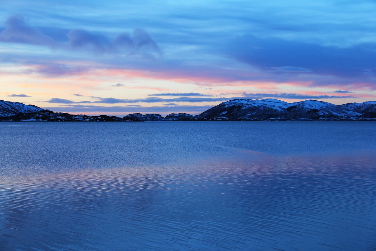 sunset fjord ocean free photo