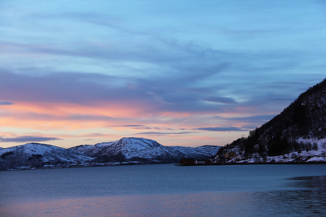 sunset fjord ocean free photo