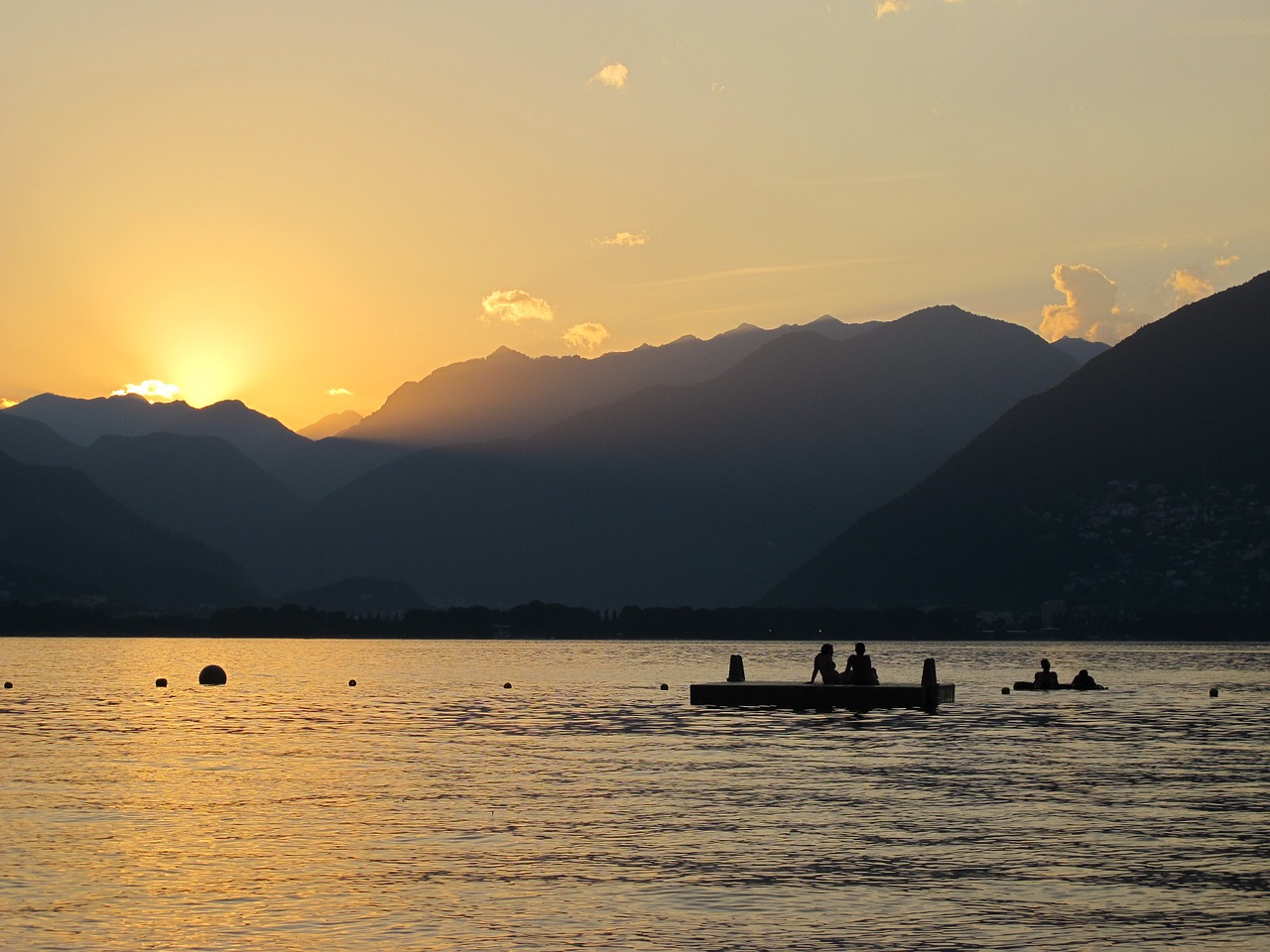 sunset abendstimmung lake free photo